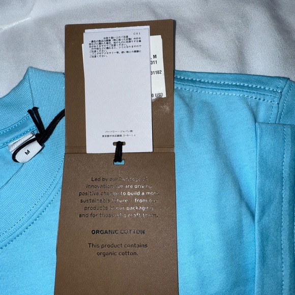 Burberry Light Blue Tee with White Logo - Picture 5 of 8